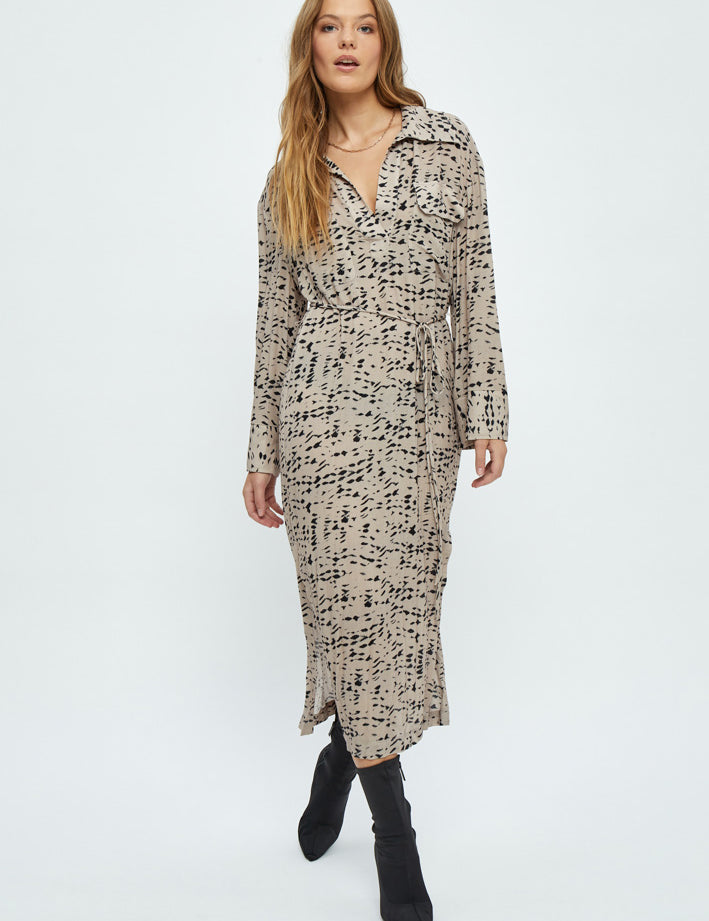 Desires Evaldi Long Sleeve Midi Dress Kjoler 0139P Tuffet Print