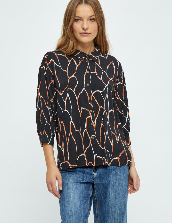 4 Sleeve Shirt Skjorter 9000P Black Print