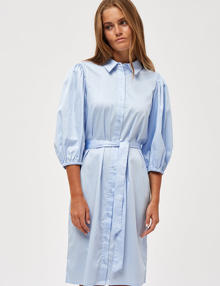 Minus Asia GOTS Skjortekjole Kjoler 5011 Light Blue