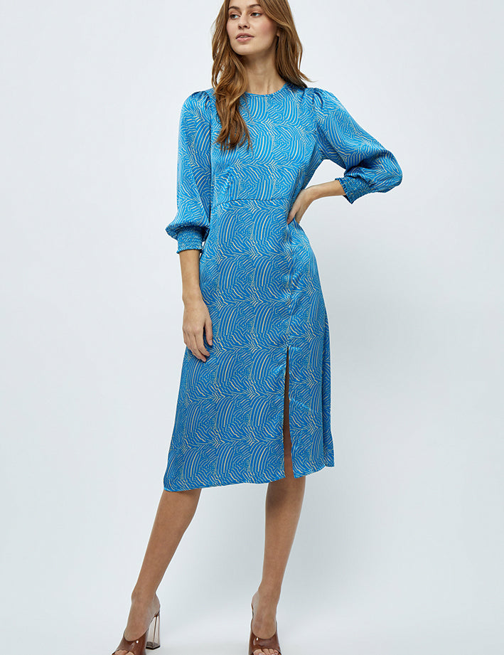 Minus Visala GRS Midi Kjole Kjoler 1340P Horizon Blue Print
