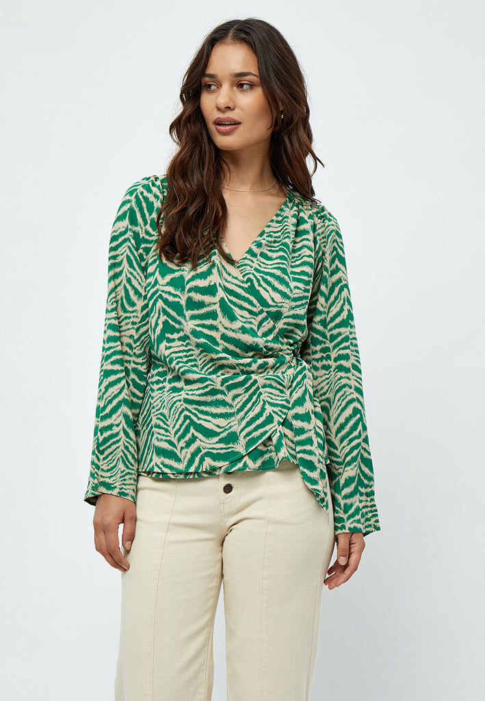 Desires Alberte Langærmet Slå-om Bluse Bluser 6172 Simply Green