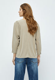 Desires Amalia 3/4 Ærme T-shirt T-Shirt 0021 Cobblestone