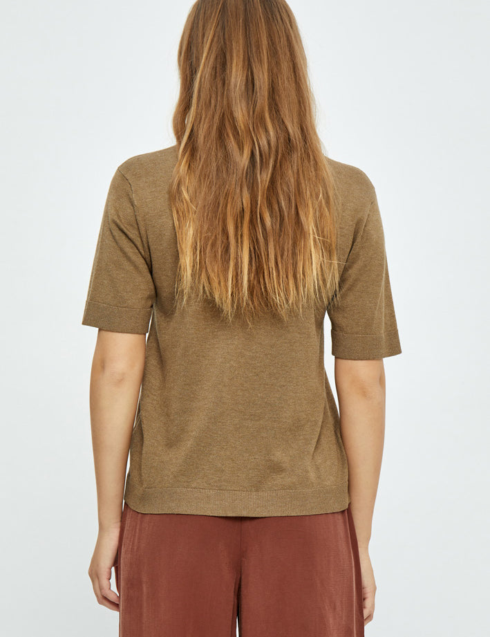 Minus Annamia Oversize Strik T-Shirt T-Shirt 5944M Ermine Brown Melange