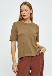 Minus Annamia Oversize Strik T-Shirt T-Shirt 5944M Ermine Brown Melange