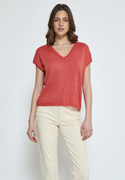 Minus Carlina Batsleeve Knit Tee T-Shirt 4174MET Hot Coral Met.