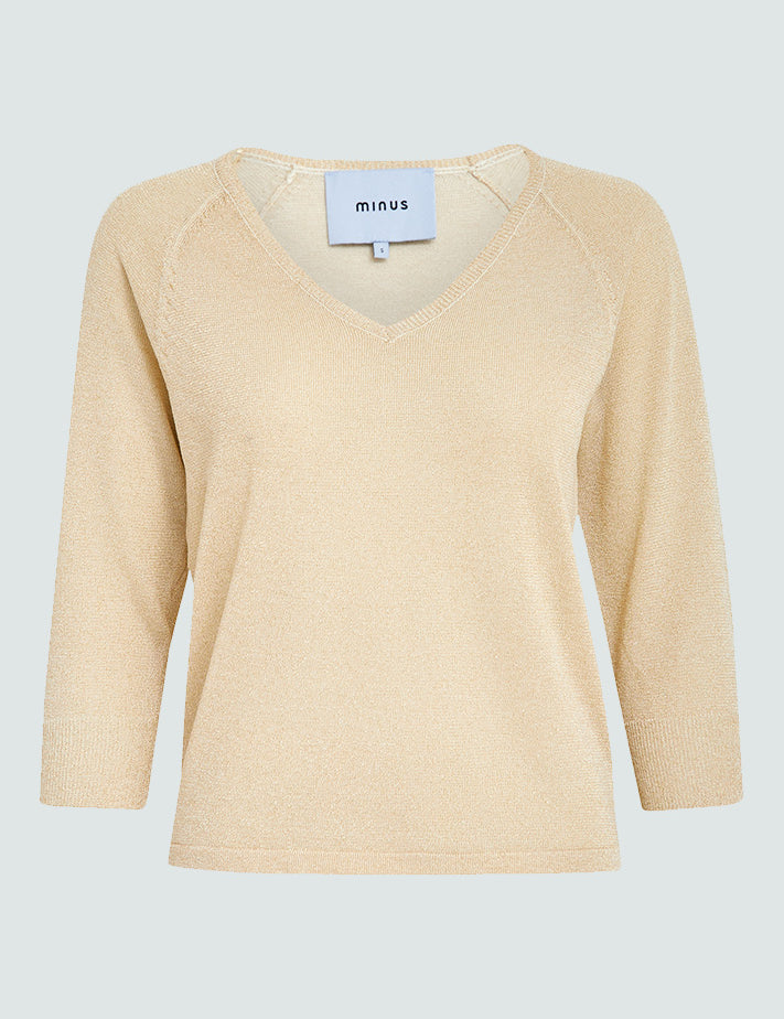 Minus Carlina Strik Pullover Pullover 348MET Medal gold Metallic