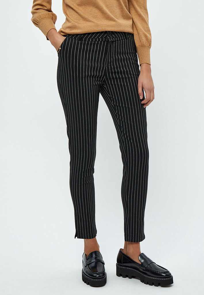 Minus Carma Stribet 7/8 Bukser Bukser 9468 Grey Pinstripe