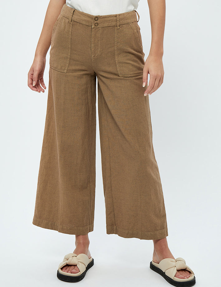 Desires Casta Mid Waist Crop Wide Pants Bukser 5018 SEPIA TINT