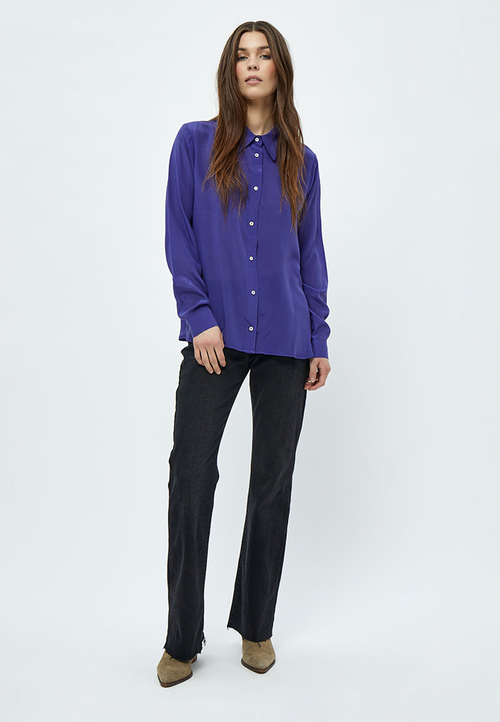 Minus Caty Silke Skjorte Skjorter 518 Dress Blues