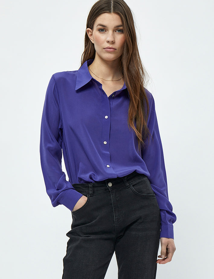 Minus Caty Silke Skjorte Skjorter 518 Dress Blues