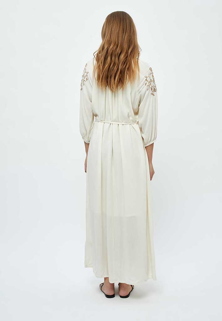 Desires Christa 3/4 Sleeve Ankle Length Embroidery Dress Kjoler 0002 White Peony
