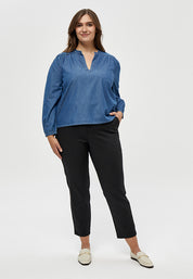 Peppercorn Cia bluse Curve Bluser 9610 Mid Blue Denim