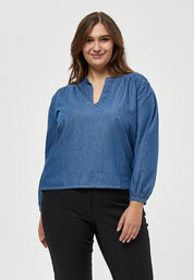 Peppercorn Cia bluse Curve Bluser 9610 Mid Blue Denim