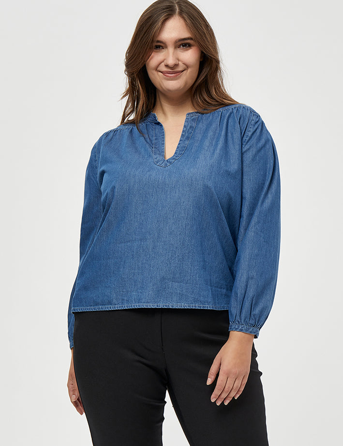 Peppercorn Cia bluse Curve Bluser 9610 Mid Blue Denim