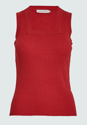 Desires DSAneli Rib Square Neck Top Toppe 4053 Bittersweet Red