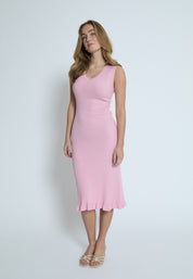 Desires DSAneli V-neck Rib Midi Knit Dress Kjoler 7110 Sweet Lilac Pink