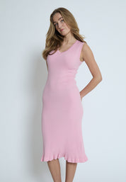 Desires DSAneli V-neck Rib Midi Knit Dress Kjoler 7110 Sweet Lilac Pink