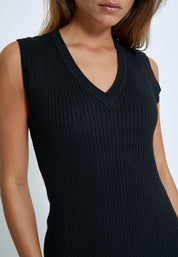 Desires DSAneli V-neck Rib Midi Knit Dress Kjoler Sort