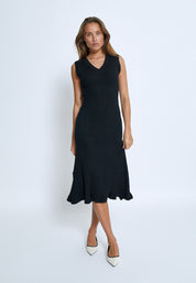 Desires DSAneli V-neck Rib Midi Knit Dress Kjoler Sort