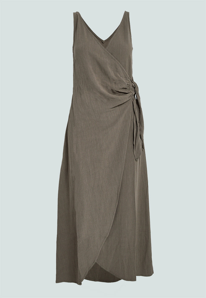 Desires DSBianna Linen Midi Wrap Dress Kjoler 3792 Covert Green