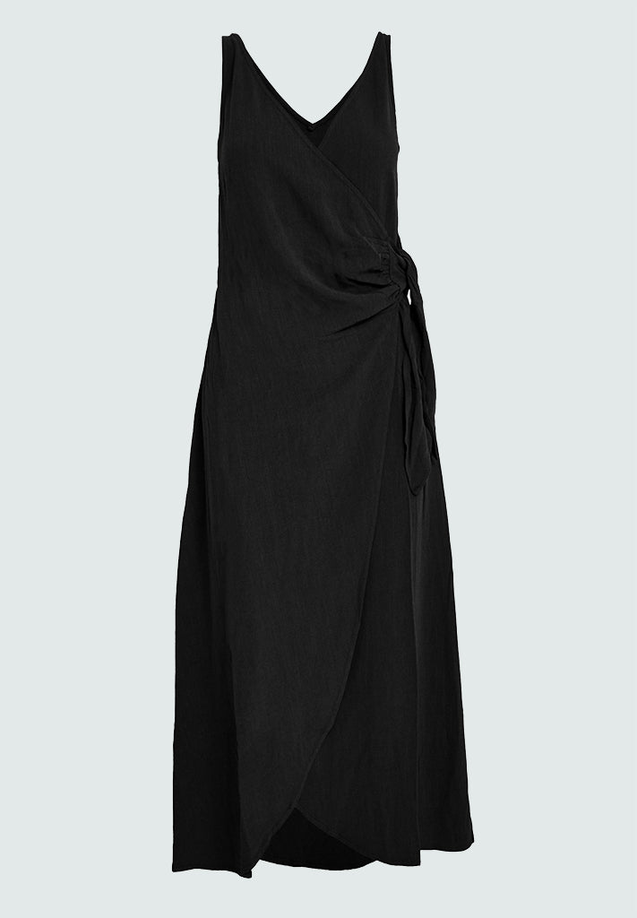 Desires DSBianna Linen Midi Wrap Dress Kjoler Sort
