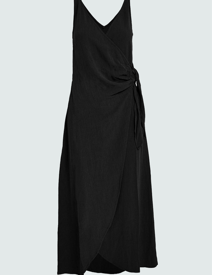 Desires DSBianna Linen Midi Wrap Dress Kjoler Sort