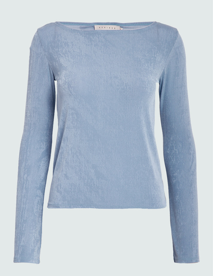 Desires DSBob Long Sleeve Boatneck Top Toppe 7009 Lavender Lustre Blue