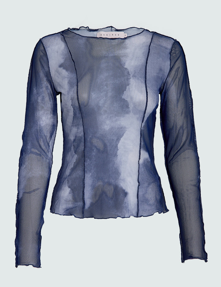 Desires DSDaliah Mesh Top Toppe 1590P Blue Bonnet Print