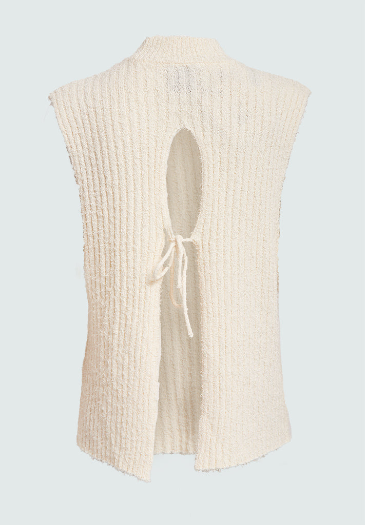 Desires DSDana Open Back Knit Vest Vest 0024 Buttercream White