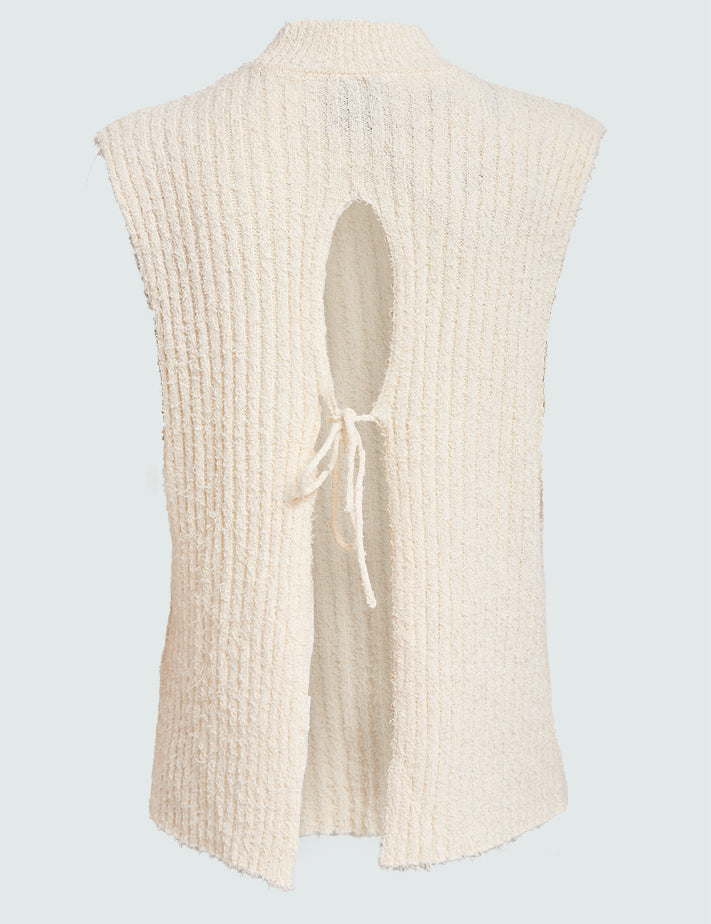 Desires DSDana Open Back Knit Vest Vest 0024 Buttercream White