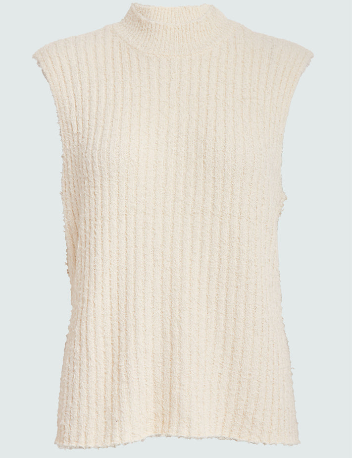 Desires DSDana Open Back Knit Vest Vest 0024 Buttercream White