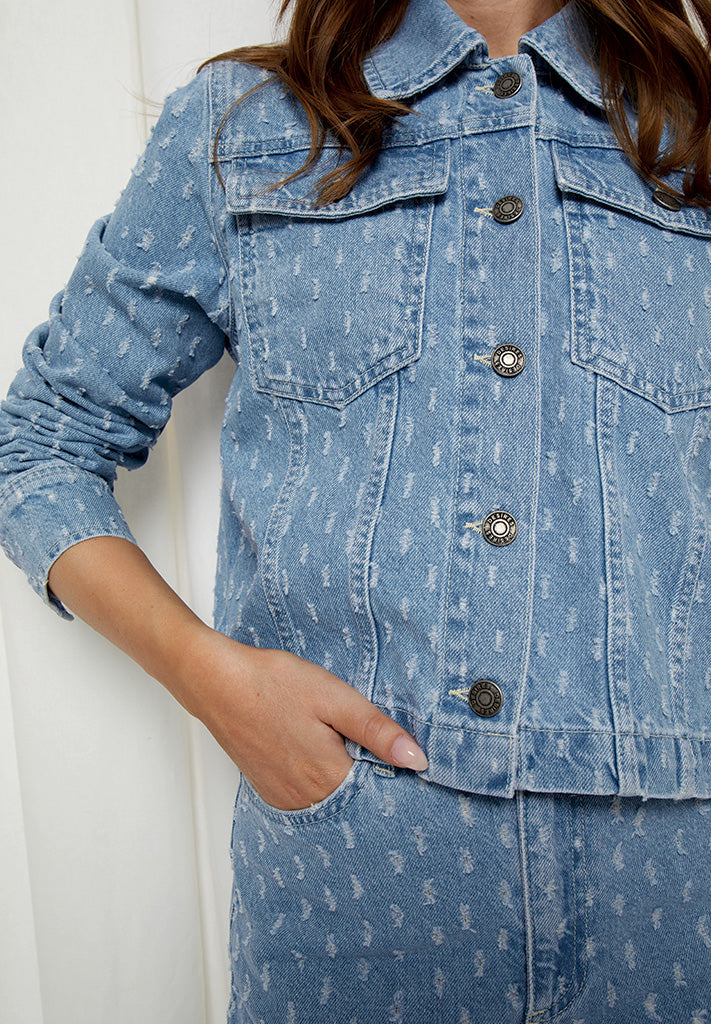 Desires DSDaniella Cropped Denim Jacket Jakker 9600 Light Blue Wash