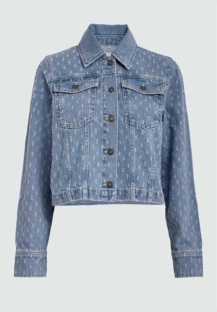 Desires DSDaniella Cropped Denim Jacket Jakker 9600 Light Blue Wash