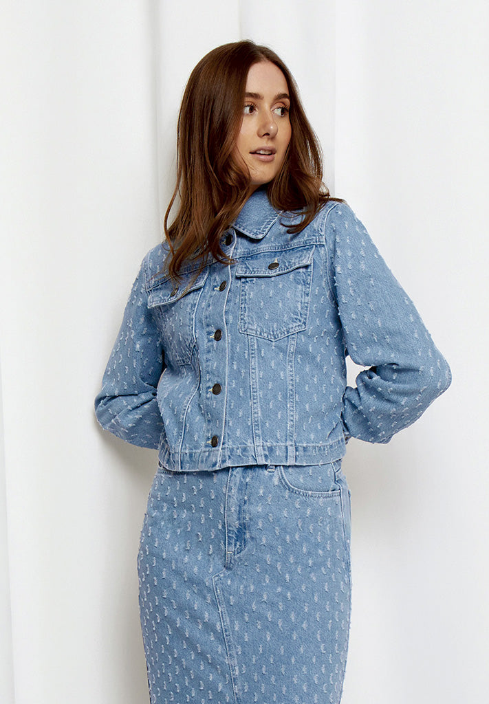 Desires DSDaniella Cropped Denim Jacket Jakker 9600 Light Blue Wash