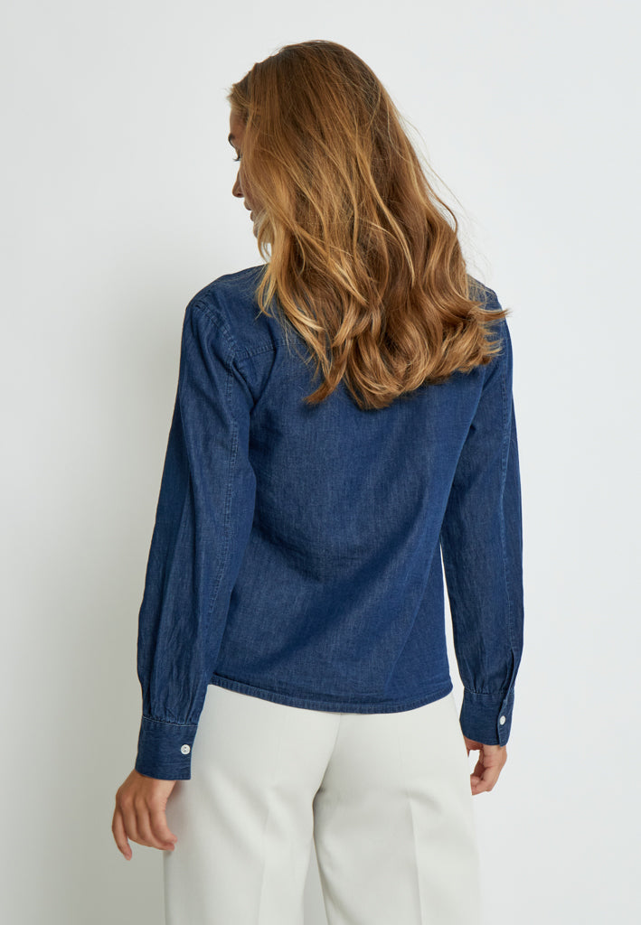 Desires DSDarlene Frill Shirt Skjorter 9610 Mid Blue Denim