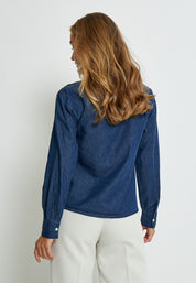Desires DSDarlene Frill Shirt Skjorter 9610 Mid Blue Denim