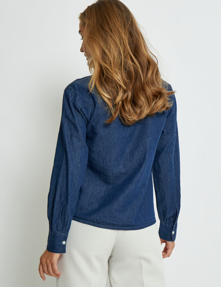 Desires DSDarlene Frill Shirt Skjorter 9610 Mid Blue Denim