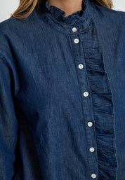 Desires DSDarlene Frill Shirt Skjorter 9610 Mid Blue Denim