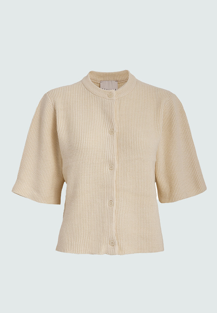 Desires DSDelta Short Sleeve Knit Cardigan Cardigans 0024 Buttercream White