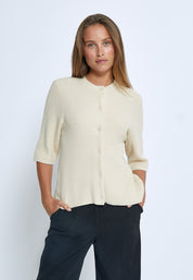 Desires DSDelta Short Sleeve Knit Cardigan Cardigans 0024 Buttercream White