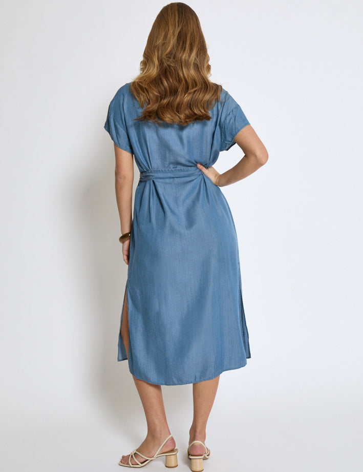 Desires DSElaina Lyocell Shirt Dress Kjoler 004 Mid-blue Denim