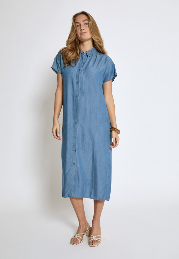 Desires DSElaina Lyocell Shirt Dress Kjoler 004 Mid-blue Denim