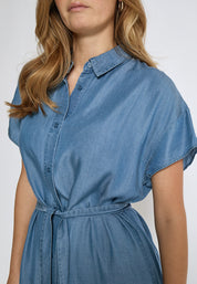 Desires DSElaina Lyocell Shirt Dress Kjoler 004 Mid-blue Denim