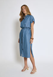 Desires DSElaina Lyocell Shirt Dress Kjoler 004 Mid-blue Denim