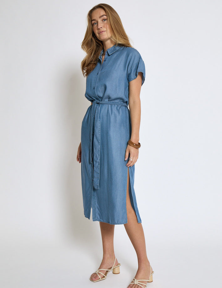 Desires DSElaina Lyocell Shirt Dress Kjoler 004 Mid-blue Denim