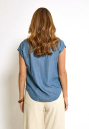 Desires DSElaina Lyocell Top Skjorter 004 Mid-blue Denim