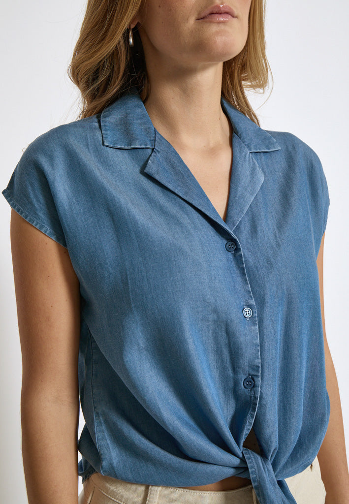 Desires DSElaina Lyocell Top Skjorter 004 Mid-blue Denim