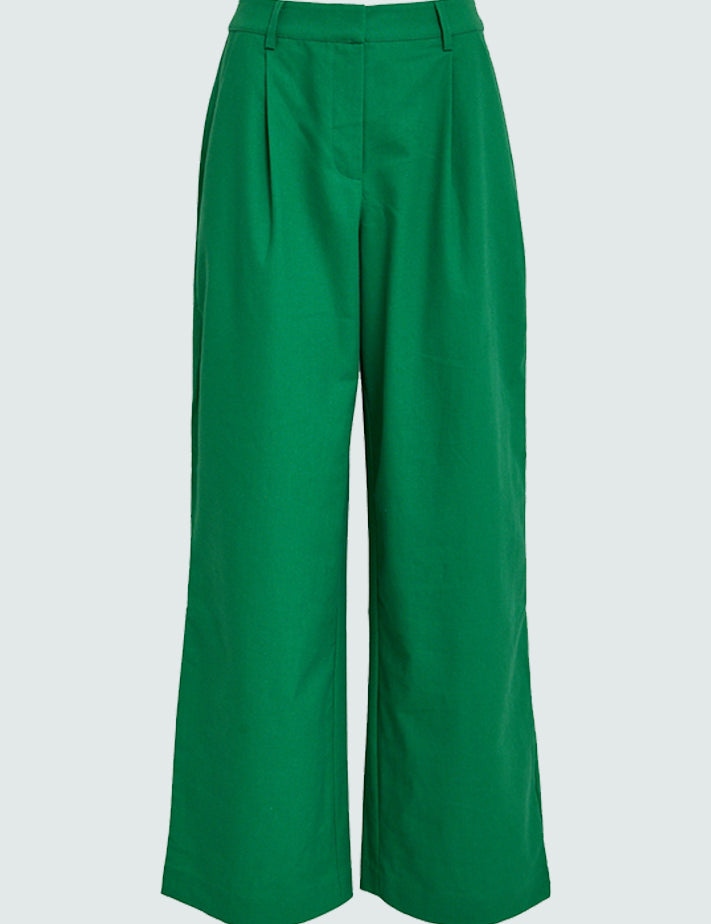Desires DSEmily Mid Waisted Wide Leg Linen Pant Bukser 4419 Ming Green