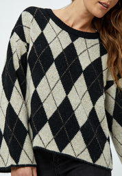 Desires DSEtara GRS Checkered Knit Pullover Pullover 9000C Black Checked