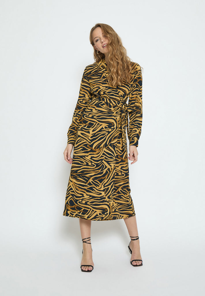 Desires DSFaith Long Sleeve Midi Dress Kjoler 9000P Black Print